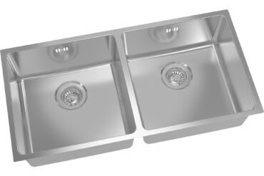 Käsitsi valmistatud topeltvalamu 865x430x200mm roostevabast terasest R20 pealmine/montaaživaba paigaldus | Adexa 204040D