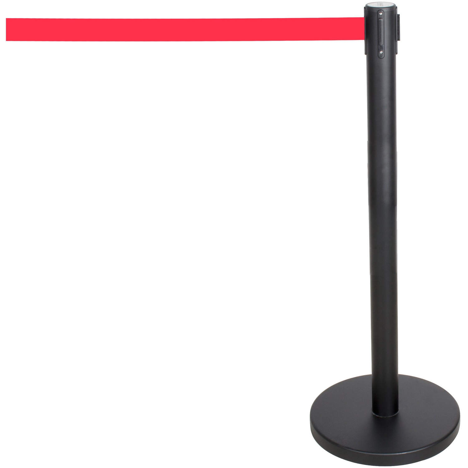 Must piirdepost punase sissetõmmatava lindiga 2m | Adexa BBP01AR Must piirdepost punase sissetõmmatava lindiga 2m | Adexa BBP01AR - Image 1