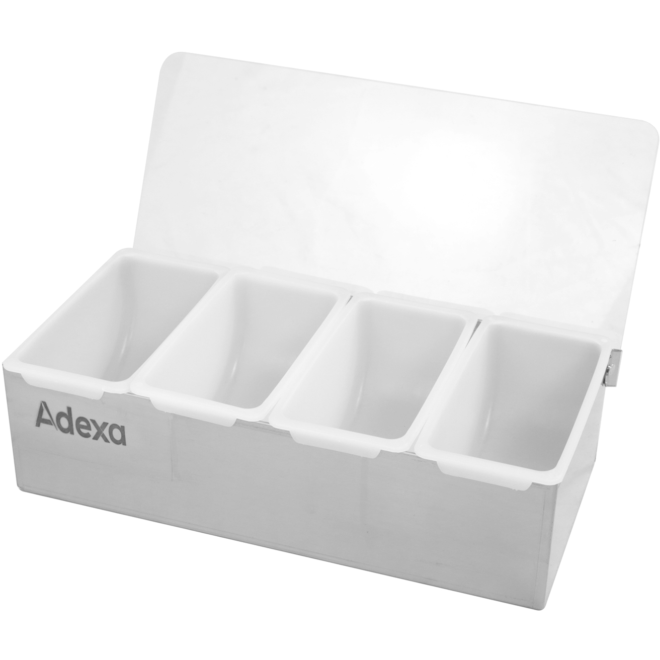 Maitseainete anumad kaanega Maitseainete anumad kaanega, 4 sektsiooni, roostevaba teras ja plastik | Adexa CHB04 - Image 1