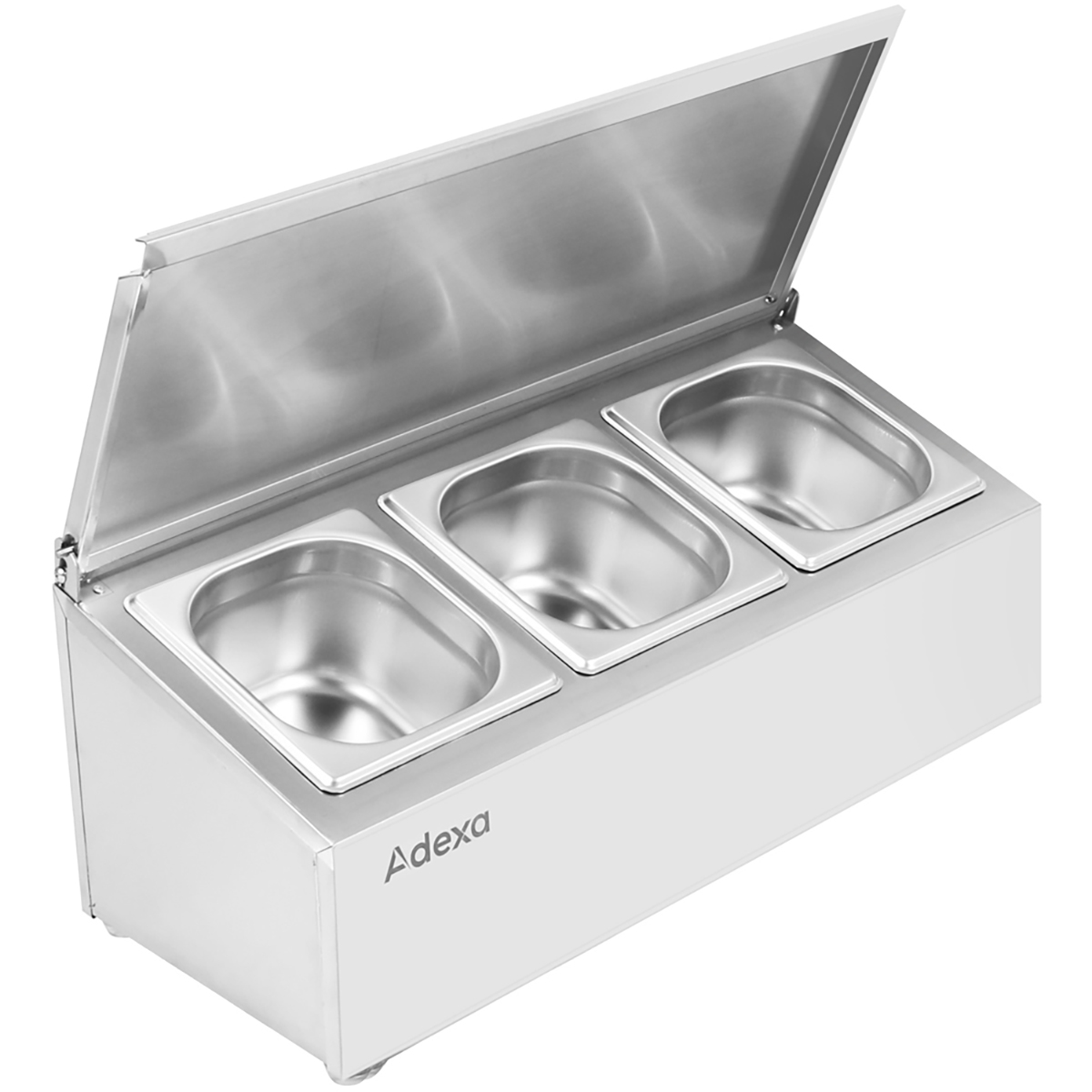 Maitseainete Hoidja Kaanega Vürtside Hoidja Kaanega, Sisaldab 3Xgn1/6-150Mm Mahuteid, Roostevaba Teras | Adexa Chd03Adfl - Image 1