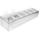 maitselisandite hoidik, mis sisaldab 6xGN1/6-100 mm pannid ja klapitavad kaaned | Adexa CHD06APCFL