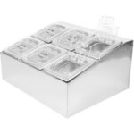 maitselisandite hoidik, mis sisaldab 6xGN1/6-100 mm pannid ja klapitavad kaaned | Adexa CHD06BPCFL