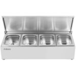 Lauanõude hoidik kaanega, sisaldab 4xGN1/4-100mm mahutit roostevabast terasest | Adexa CHE04AFL - Image 2