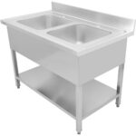 Valamu roostevaba teras 1200x700x900mm 2 kaussi pritsmekaitse | Adexa DSA245