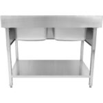 Valamu roostevaba teras 1200x700x900mm 2 kaussi pritsmekaitse | Adexa DSA245 - Image 3