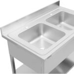 Valamu roostevaba teras 1200x700x900mm 2 kaussi pritsmekaitse | Adexa DSA245 - Image 2