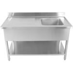 Valamu roostevabast terasest 1000x700x900mm 1 kauss paremal Splashback | Adexa YLS107BR1 - Image 5