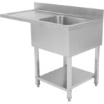 Kaubanduslik nõudepesuvalamu 1 kauss Parempoolne alumine riiul pritsmeplaat 1200x600x910mm | Adexa DSB1260R - Image 3