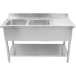 Topeltvalamu Roostevabast Terasest 1500X600X950Mm, 2 Kaussi Vasakul, Pritsmekaitsega | Adexa Dsd1560L - Image 4