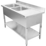 Topeltvalamu Roostevabast Terasest 1500X600X950Mm, 2 Kaussi Vasakul, Pritsmekaitsega | Adexa Dsd1560L