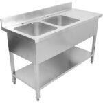 Topeltvalamu Roostevabast Terasest 1500X600X950Mm, 2 Kaussi Vasakul, Pritsmekaitsega | Adexa Dsd1560L - Image 3