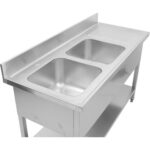 Topeltvalamu Roostevabast Terasest 1500X600X950Mm, 2 Kaussi Vasakul, Pritsmekaitsega | Adexa Dsd1560L - Image 6