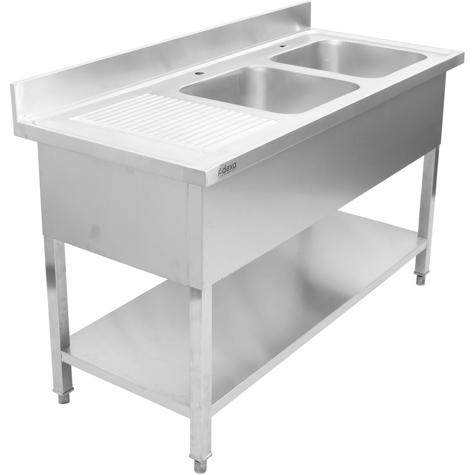 Kahe Kausiga Valamu Roostevabast Terasest 1500X600X950Mm 2 Kaussi Paremal Pritsmekaitsega | Adexa Dsd1560R Kahene Valamu Roostevabast Terasest 1400X700X950Mm | Adexa Dsd1470R - Image 1