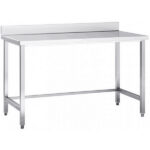 Premium töölaud Roostevaba teras Alumise riiulita Pritsmekaitsega 800x700x980/1080mm | Adexa DW8070