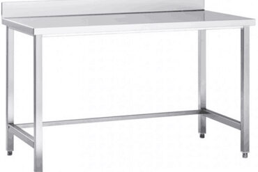 Premium töölaud Roostevaba teras Alumise riiulita Pritsmekaitsega 800x700x980/1080mm | Adexa DW8070