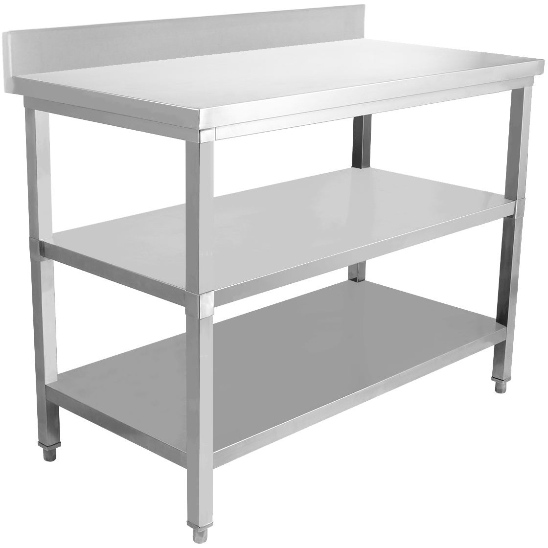 Töölaud Roostevabast Terasest 3 Tasandit Pritsmekaitse Töölaud Roostevaba Teras 3 Tasandit Pritsmekaitse nelikantjalad 1400X700X900Mm | Adexa Dw3T14070B - Image 1