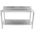 Premium  Töölaud Roostevaba Teras Alumine Riiul Tõstur Servad Ruudukujulised Jalad 800X700X850Mm | Adexa Hwt80704