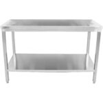 Premium kommertslik töölaud roostevabast terasest alumise riiuliga 1400x700x900mm | Adexa DWT14070WO