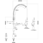 Eelpesudushi seade koos pööratava segistiga  Kõrgus 600mm Roostevaba teras | Adexa EQ7803A08 - Image 2