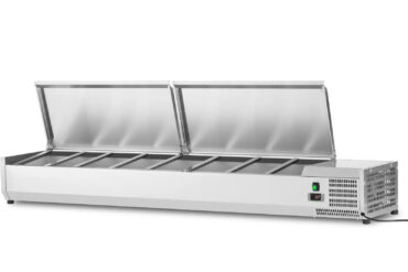 Jahutusega Ettevalmistuslaud Ülaosa 1800mm 8xGN1/3 Sügavus 380mm Roostevabast terasest kaanega | Adexa GA518