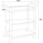 Professionaalne käru Mitmeotstarbeline 3-tasemeline 1020x500x960mm | Adexa GX032B - Image 2