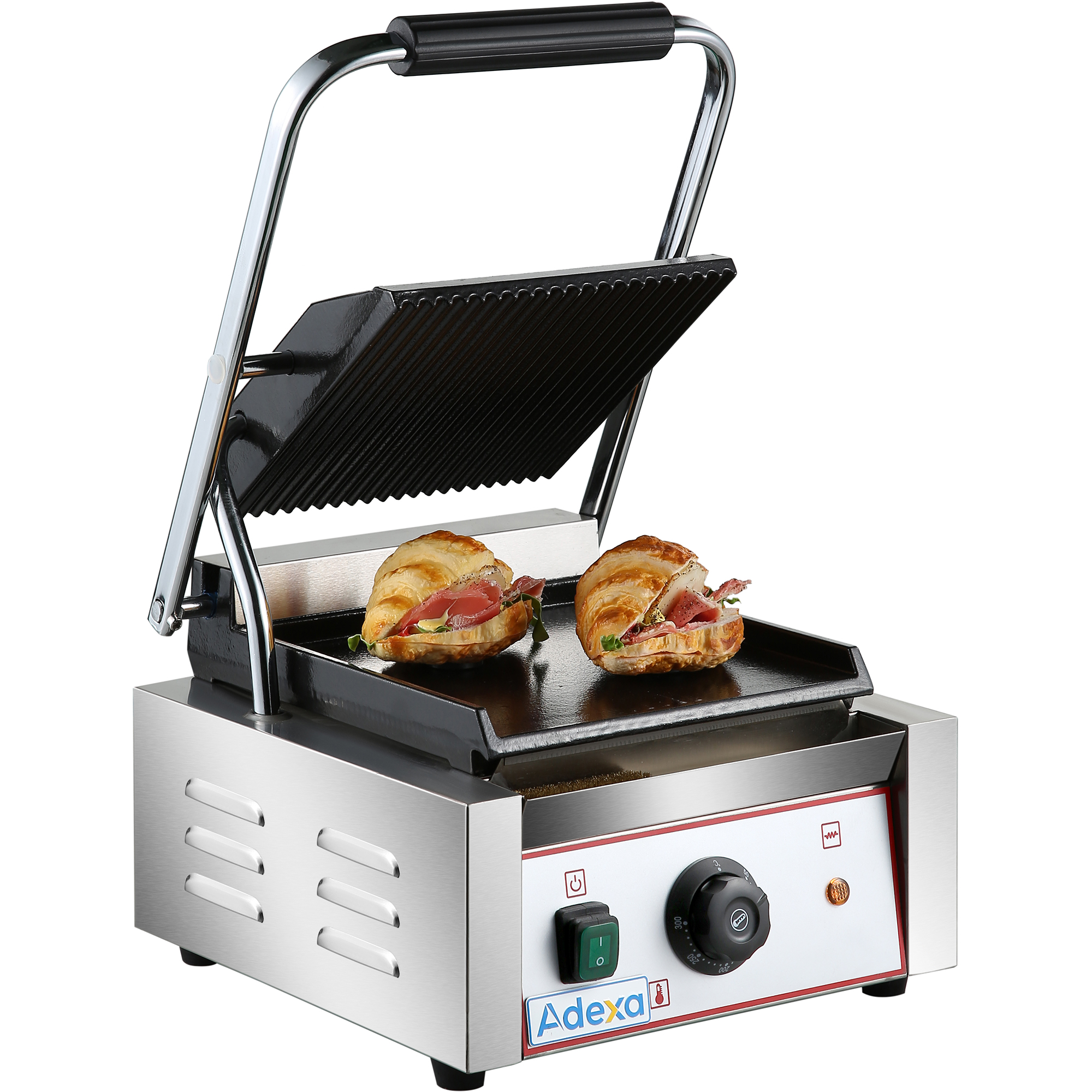 Panini kontaktgrill ribidega/sile 1 Panini kontaktgrill ribidega/sile 1,8 kW | Adexa HEG811A - Image 1