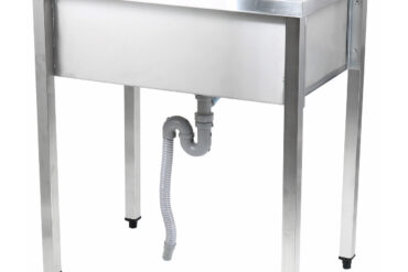 Roostevabast terasest pottide pesemise valamu, 1 kauss, pritsmekaitse, 1200x700x900mm, kandilised jalad | Adexa PSA12070