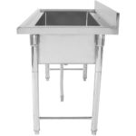 käte- ja pottide pesemise valamu Roostevabast terasest 1 kauss Pritsmekaitse 1500x500x800mm Ümmargused jalad | Adexa PSR15050 - Image 2