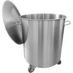 Professionaalne prügikast roostevabast terasest koos kaane ja ratastega 95 liitrit | Adexa SDC95