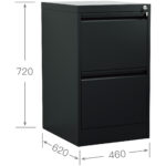 Professionaalne metallist kartoteegikapp 2 sahtlit 460x620x720mm Must | Adexa SEDA2B - Image 2