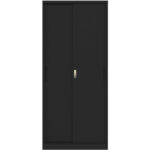 Professionaalne metallist hoiukapp, 2 lükandust 900x400x1800mm, lukk, 4 reguleeritavat riiulit, must | Adexa SEFC11B - Image 4