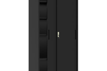 Professionaalne metallist hoiukapp, 2 lükandust 900x400x1800mm, lukk, 4 reguleeritavat riiulit, must | Adexa SEFC11B