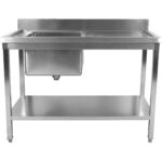 Köögivalamu Roostevaba teras 1200x700x900mm 1 kauss vasakul Pritsmekaitse Alumine riiul | Adexa STD1270L - Image 2