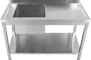 Kraanikauss Roostevaba Teras 1000X600X900 Mm 1 Kauss Vasakul Pritsmekaitse Alumine Riiul | Adexa Std1060L