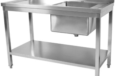 Valamu, roostevaba teras, 1000x600x900mm, 1 valamuga, parempoolne, pritsmekaitse, alumine riiul | Adexa STD1060R