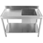 Kaubanduslik kraanikauss roostevaba teras 1600x600x900mm 1 kauss paremal pritsmekaitse alumine riiul | Adexa STD1660R - Image 2