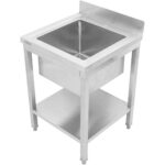 Valamu roostevabast terasest 600x600x900mm 1 kauss pritsmekaitsega | Adexa STD145A - Image 3