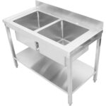 Valamu Roostevabast Terasest 1200X600X900Mm 2 Kaussi Pritsmekaitsega | Adexa Std245A - Image 3