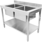 Valamu Roostevabast Terasest 1200X600X900Mm 2 Kaussi Pritsmekaitsega | Adexa Std245A