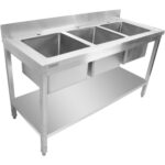 Valamu Roostevaba Teras 1800X700X900Mm 3 Kaussi Pritsmekaitse | Adexa Std350A