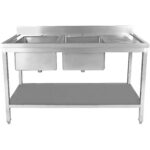 Valamu Roostevaba teras 1800x600x900mm 2 kaussi vasakul koos nõude kuivatusaluse ja pritsmekaitsega  | Adexa STT1860L - Image 6