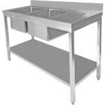 Valamu Roostevaba teras 1800x600x900mm 2 kaussi vasakul koos nõude kuivatusaluse ja pritsmekaitsega  | Adexa STT1860L