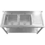 Valamu Roostevaba teras 1800x600x900mm 2 kaussi vasakul koos nõude kuivatusaluse ja pritsmekaitsega  | Adexa STT1860L - Image 7