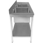 Valamu Roostevaba teras 1800x600x900mm 2 kaussi vasakul koos nõude kuivatusaluse ja pritsmekaitsega  | Adexa STT1860L - Image 2