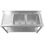 Roostevabast terasest Valamu 1800x600x900mm, 2 kaussi paremal, nõudekuivatusplaat, pritsmekaitse, alumine riiul | Adexa STT1860R - Image 7