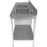 Roostevabast terasest Valamu 1800x600x900mm, 2 kaussi paremal, nõudekuivatusplaat, pritsmekaitse, alumine riiul | Adexa STT1860R - Image 5