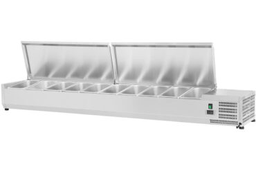 Jahutusega Serveerimise Ettevalmistuslaud 2000mm 9xGN1/3 Sügavus 380mm Roostevabast Terasest Kaas | Adexa GA520