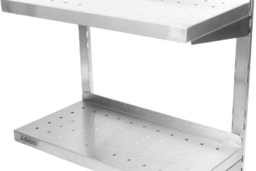 Seinale paigaldatav perforeeritud riiul, 2 tasandit, roostevaba teras, 800x400x600mm | Adexa WSWB40080P