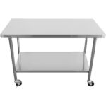 Kaubanduslik mobiilne töölaua reguleeritavate jalgadega roostevabast terasest alumine riiul 1600x600x900mm | Adexa WT60160CWO