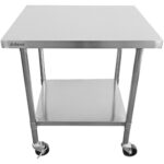 Kaupmeeste mobiilne töölaud reguleeritavate jalgadega Roostevabast terasest alumine riiul 400x700x900mm | Adexa WT7040CWO